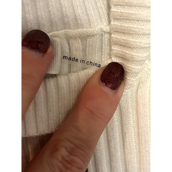 English Factory Mixed Media Mini Dress Womens XS White Knit Bodice Puff Sleeve - Picture 6 of 11